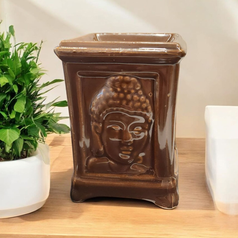 Hornito Cuadrado Cara Buda 10cm Marron