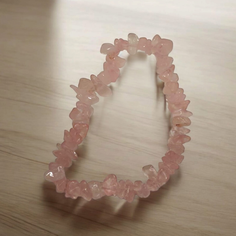 Pulsera Gema Cuarzo Rosa Elastica Escallas