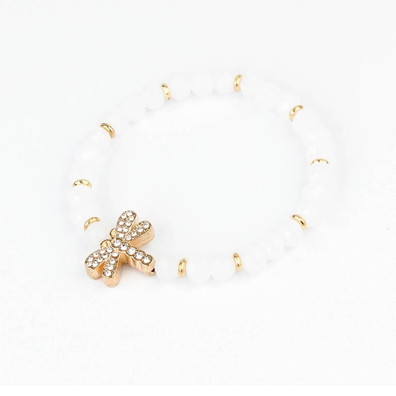 Pulsera Elastica Blanca Libelula con Strass