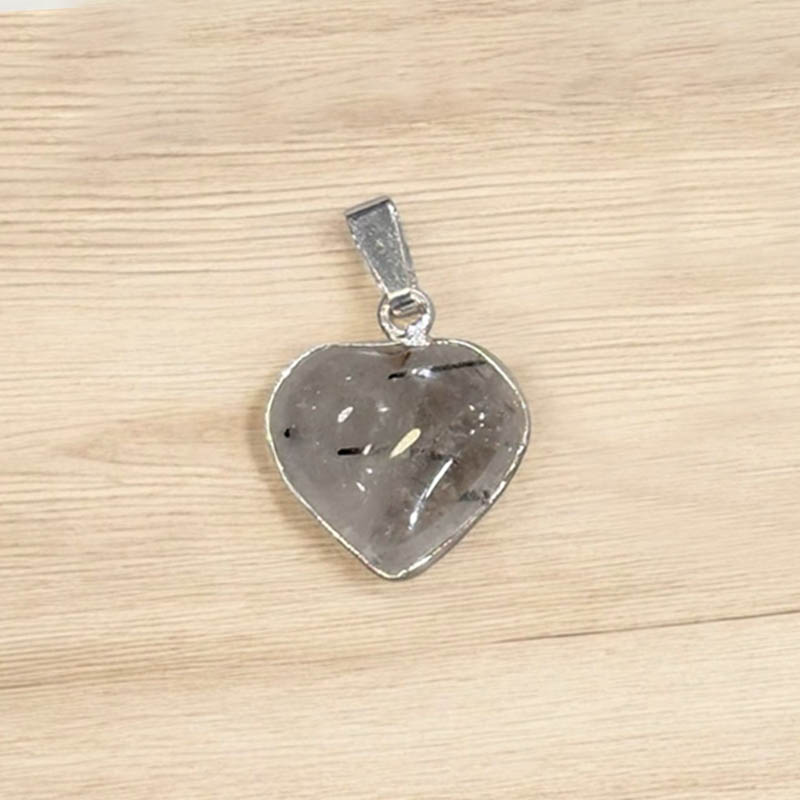 Dije Gema Cuarzo Turmalinado Corazon con Virola
