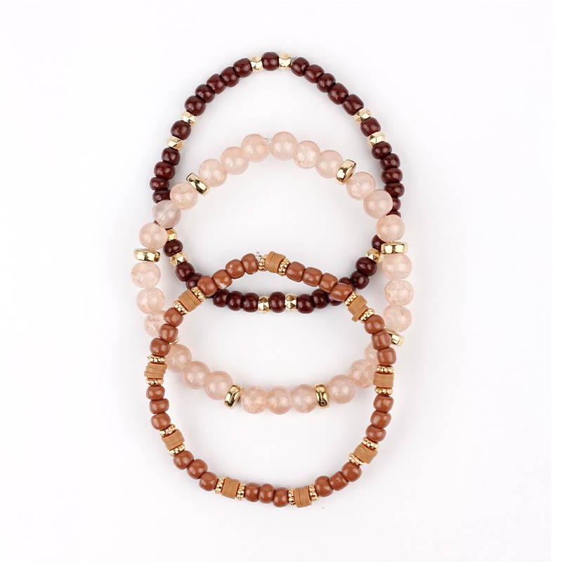 Set Tres Pulseras Elasticas Tonos Cacao