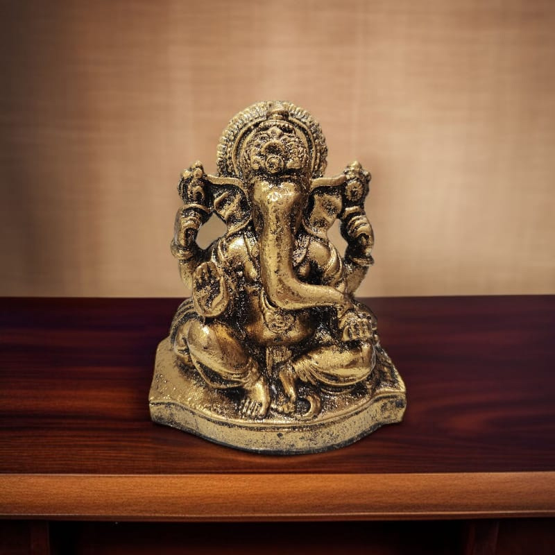 Ganesha Resina en Base Dorado 11cm