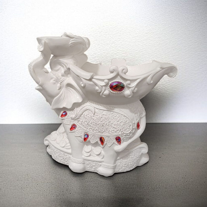 Elefante Decorativo Blanco Resina 28cm