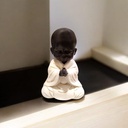 Buda Bebe Negro Orando Tunica Blanca 14cm