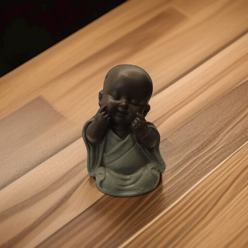 Buda Bebe Negro Mini 5.5cm Modelo Manto Verde N°2