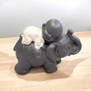 Buda Bebe Negro Elefante Manto Blanco con  9cm