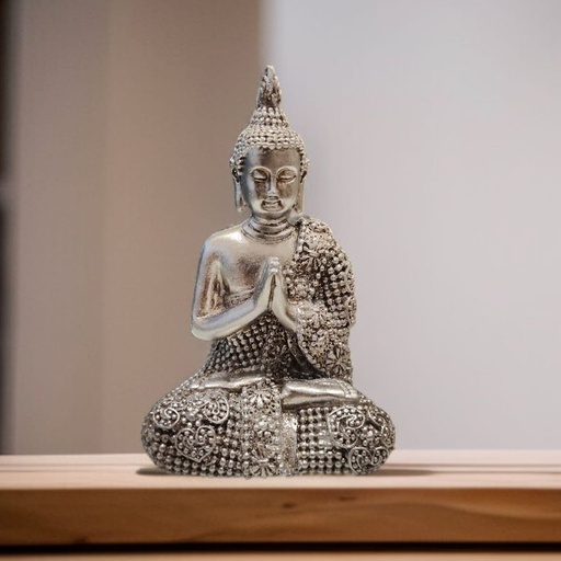 Buda Plateado con Brillos 9cm Modelo N°2