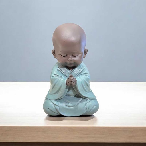 Buda Bebe Negro Orando Tunica Verde 14cm