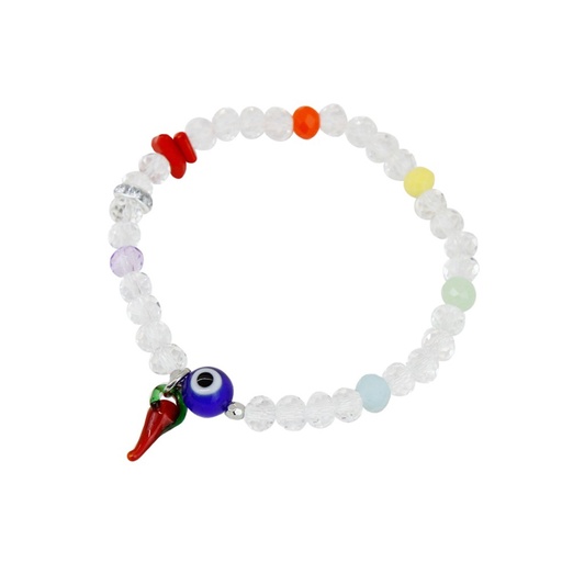 Pulsera Elastica con Ojo Turco y Cuerno