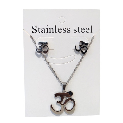 Set Aros, Dije y Cadena Om Acero Quirurgico