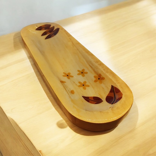 Porta Sahumerio Bote con Hojas 30cm