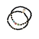 Set Pulseras Elasticas Negras con Estrella y Ojos Turcos