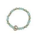 Pulsera Elastica Aqua y Dorada con Corazon y Ojo Turco