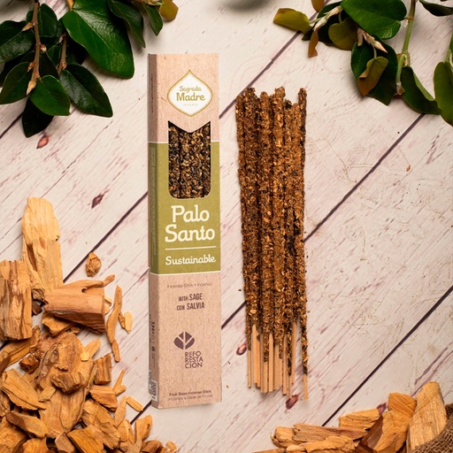 Sahumerio Sagrada Madre Palo Santo con Salvia x8u