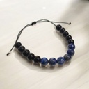 Pulsera Gema Lapislazuli y Obsidiana Hilo