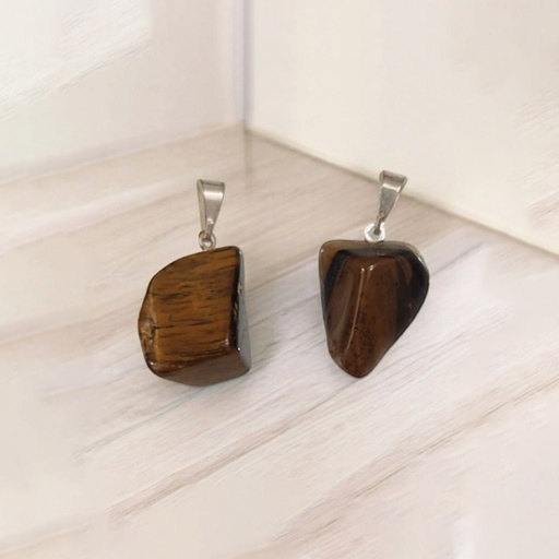 Dije Gema Ojo de Tigre Rolado Clavado