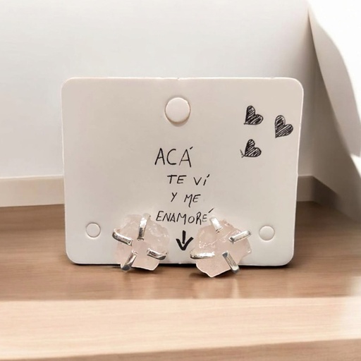 Aros Gema Cuarzo Rosa Bruto