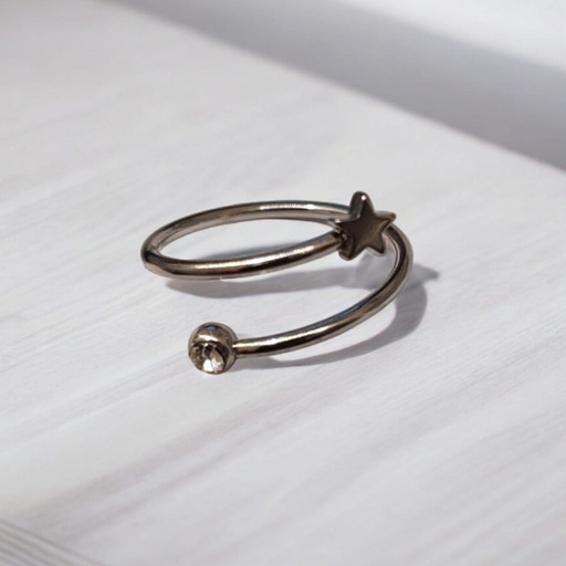 Anillo Doble Estrella con Strass