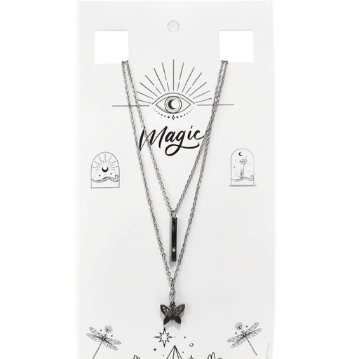 Collar Doble con Mariposa