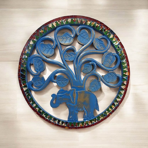 Colgante Circular Arbol y Elefante 40cm