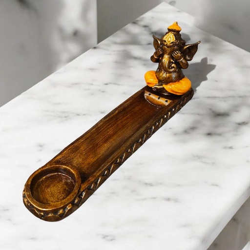 Porta Sahumerio y Porta Velas Ganesha Ojos Naranja