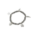 Pulsera Elastica Gris con Corazon, Luna y Dijes Varios