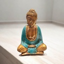 Buda Dorado Manto Verde Oscuro 8.5cm