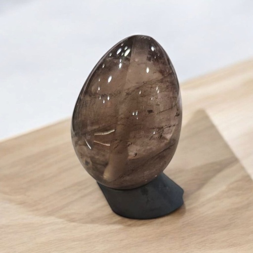 Huevo Yoni Perforado Cuarzo Ahumado