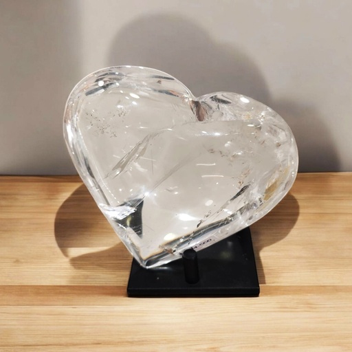 Corazon Cuarzo Cristal 10cm con Base