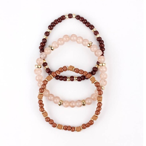Set Tres Pulseras Elasticas Tonos Cacao