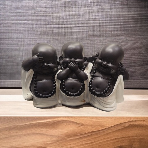 Buda Bebe Negro Ciego, Sordo, Mudo Manto Blanco