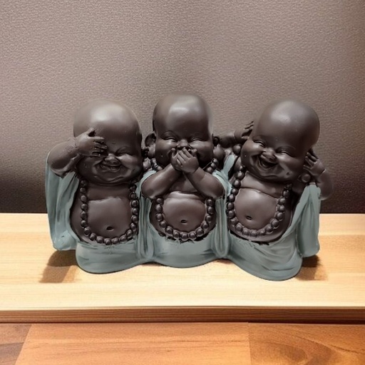 Buda Bebe Negro Ciego, Sordo, Mudo Manto Verde