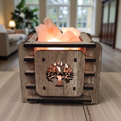 Lampara de Sal Madera Calada Modelos Varios