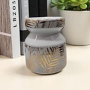 Hornito Ceramica Blanco con Hojas Doradas 9.5cm