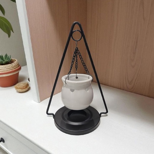 Hornito Caldera Colgante Metal Triangular Blanco 19cm