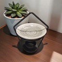 Hornito Plato Blanco con Mandala Base Metal Gris 13cn