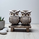 Par de Buhos Sepia 13cm