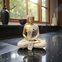 Buda Dorado Meditando con Banda Espejada 18cm Modelo N°1